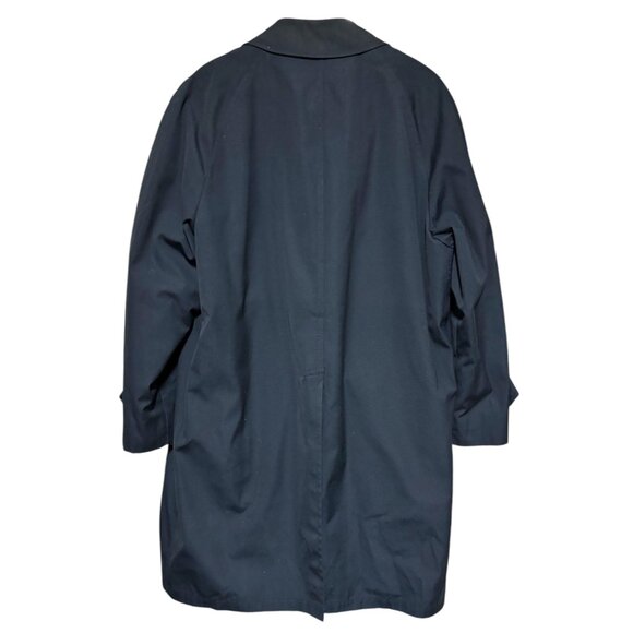 London Fog VTG men's navy trench over coat removable faux fur liner sz 40 XShort - Picture 8 of 15